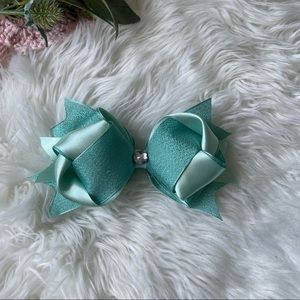 Light Blue Glitter Girls Hair Bow